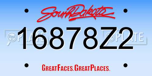 16878Z2 South Dakota License Plate