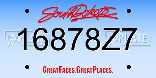 16878Z7 South Dakota License Plate