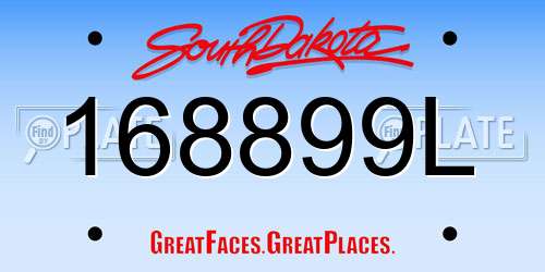 168899L South Dakota License Plate