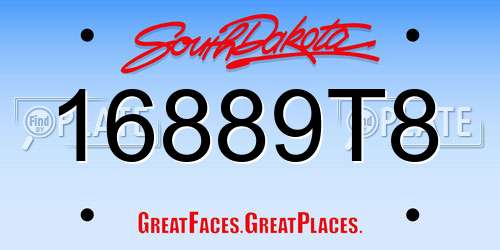 16889T8 South Dakota License Plate