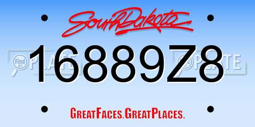 16889Z8 South Dakota License Plate