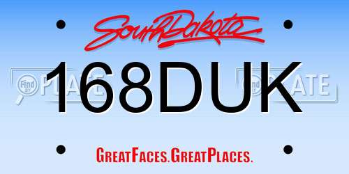 168DUK South Dakota License Plate