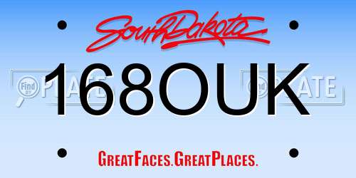 168OUK South Dakota License Plate