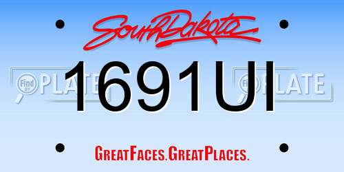 1691UI South Dakota License Plate