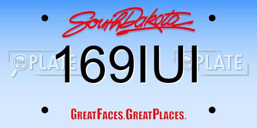 169IUI South Dakota License Plate