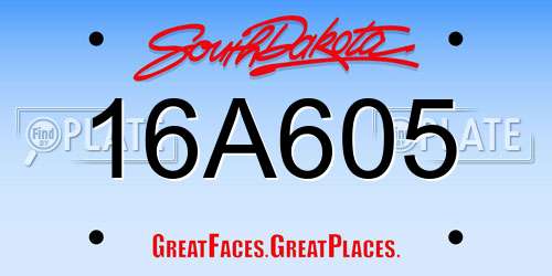 16A605 South Dakota License Plate