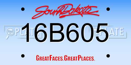 16B605 South Dakota License Plate