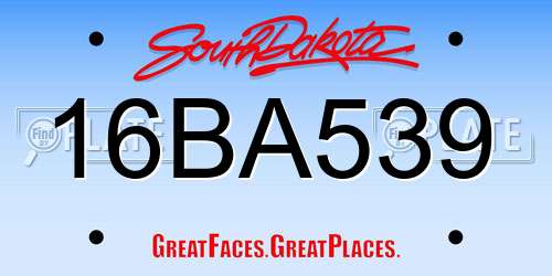 16BA539 South Dakota License Plate