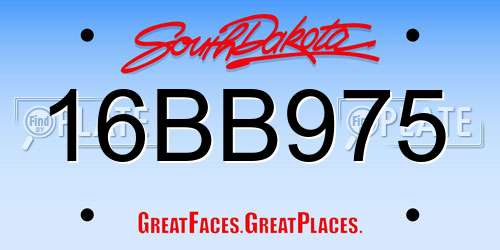 16BB975 South Dakota License Plate