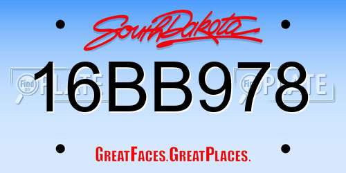 16BB978 South Dakota License Plate