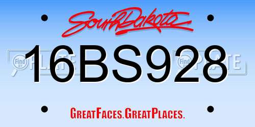 16BS928 South Dakota License Plate