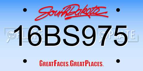 16BS975 South Dakota License Plate