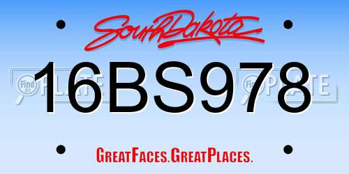 16BS978 South Dakota License Plate
