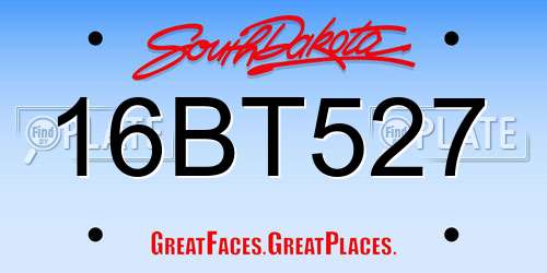 16BT527 South Dakota License Plate
