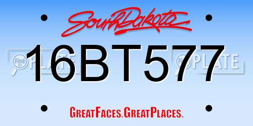16BT577 South Dakota License Plate