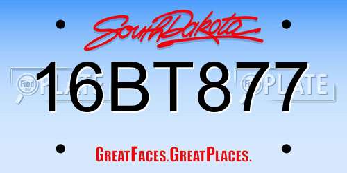 16BT877 South Dakota License Plate