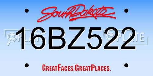 16BZ522 South Dakota License Plate