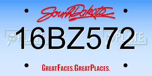 16BZ572 South Dakota License Plate