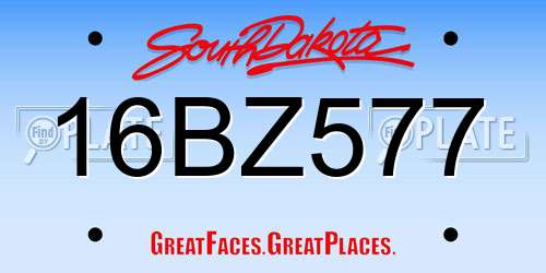 16BZ577 South Dakota License Plate