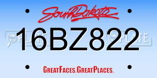 16BZ822 South Dakota License Plate