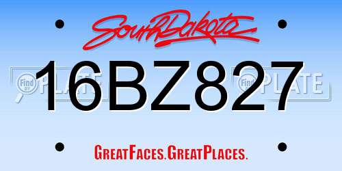 16BZ827 South Dakota License Plate