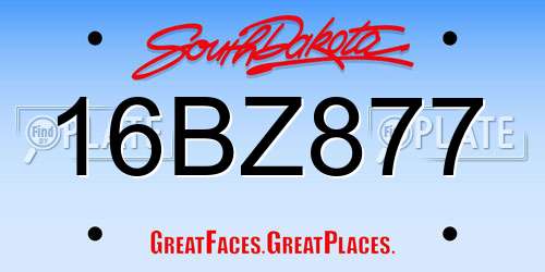 16BZ877 South Dakota License Plate