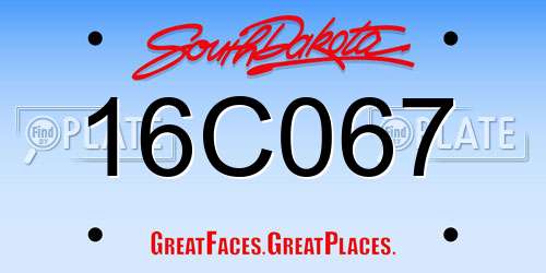 16C067 South Dakota License Plate