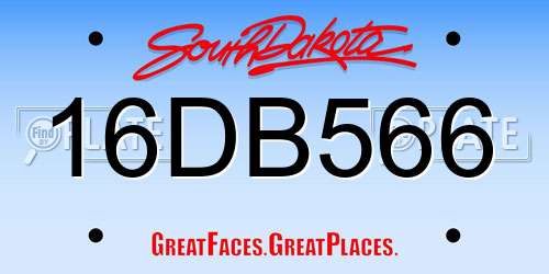 16DB566 South Dakota License Plate