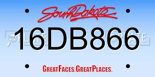16DB866 South Dakota License Plate