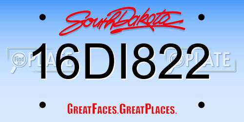 16DI822 South Dakota License Plate