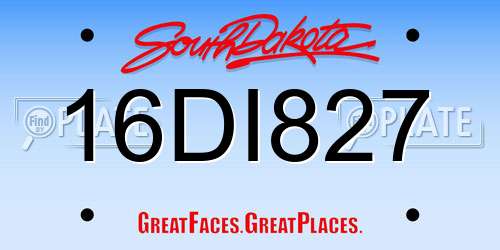 16DI827 South Dakota License Plate