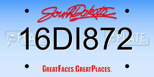 16DI872 South Dakota License Plate