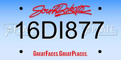 16DI877 South Dakota License Plate