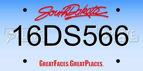 16DS566 South Dakota License Plate