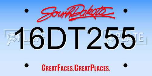 16DT255 South Dakota License Plate