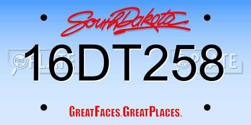 16DT258 South Dakota License Plate