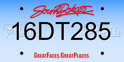 16DT285 South Dakota License Plate