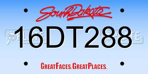 16DT288 South Dakota License Plate
