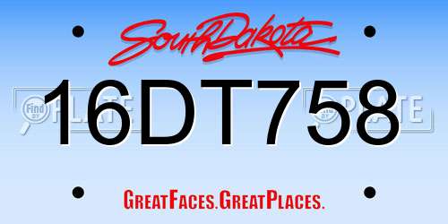 16DT758 South Dakota License Plate