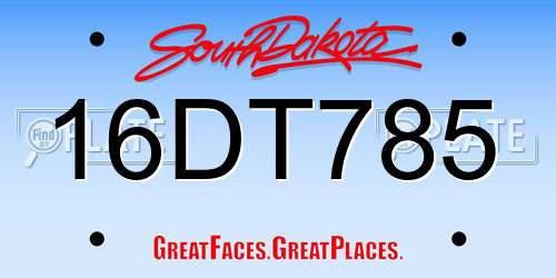 16DT785 South Dakota License Plate