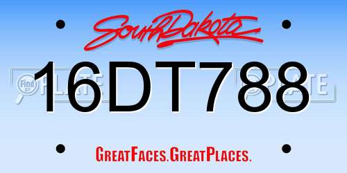 16DT788 South Dakota License Plate