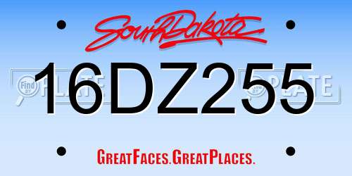 16DZ255 South Dakota License Plate