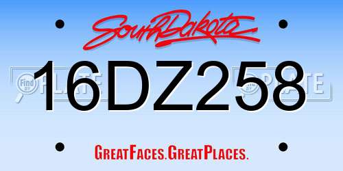 16DZ258 South Dakota License Plate
