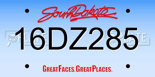 16DZ285 South Dakota License Plate