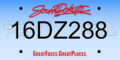 16DZ288 South Dakota License Plate