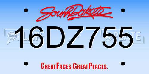16DZ755 South Dakota License Plate