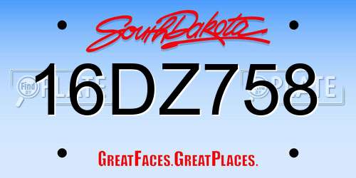 16DZ758 South Dakota License Plate