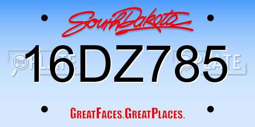 16DZ785 South Dakota License Plate