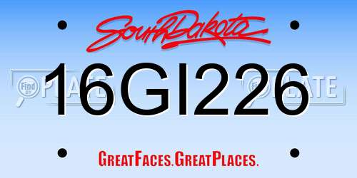 16GI226 South Dakota License Plate