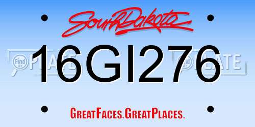 16GI276 South Dakota License Plate